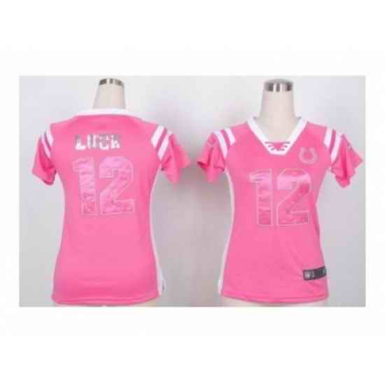 Nike Women Jerseys Indianapolis Colts #12 luck pink[fashion Rhinestone sequins]